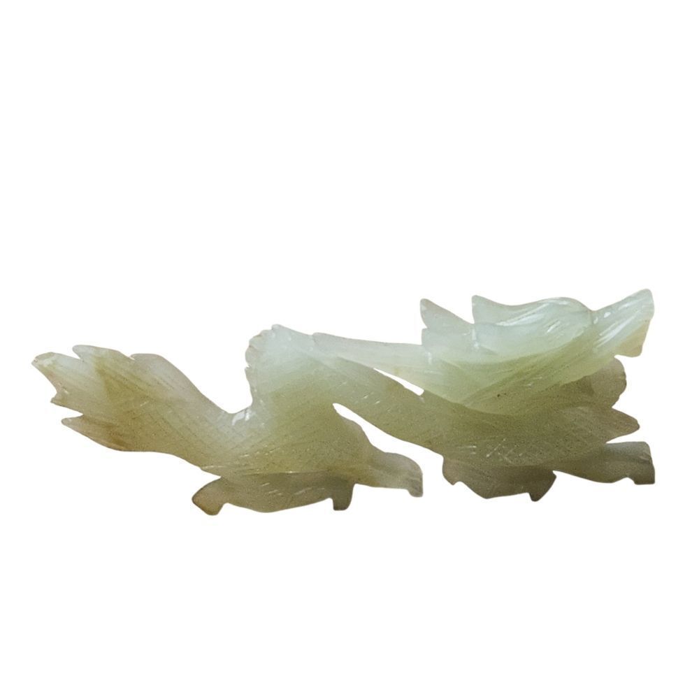 Vintage Jade Jadeite Dragon 5 in Long Green Decorative Figurine Chinese Celadon